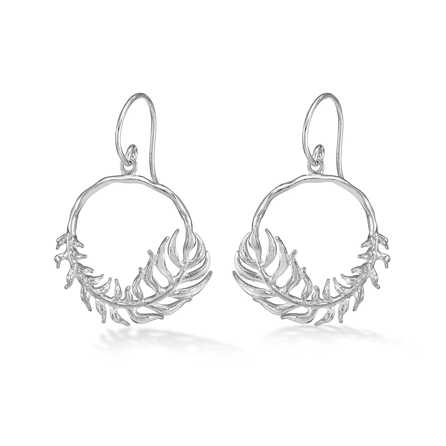 Angel Feather Circle Drop Earrings