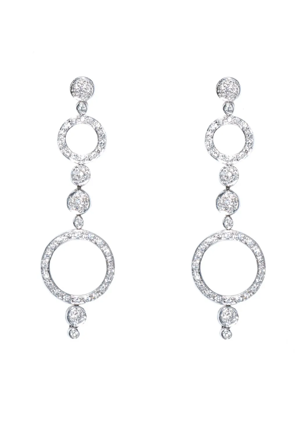 Antonini Alaska 18K White Gold Circle Diamond Dangle Earrings