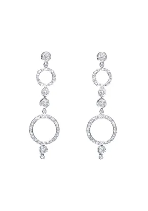 Antonini Alaska 18K White Gold Circle Diamond Dangle Earrings