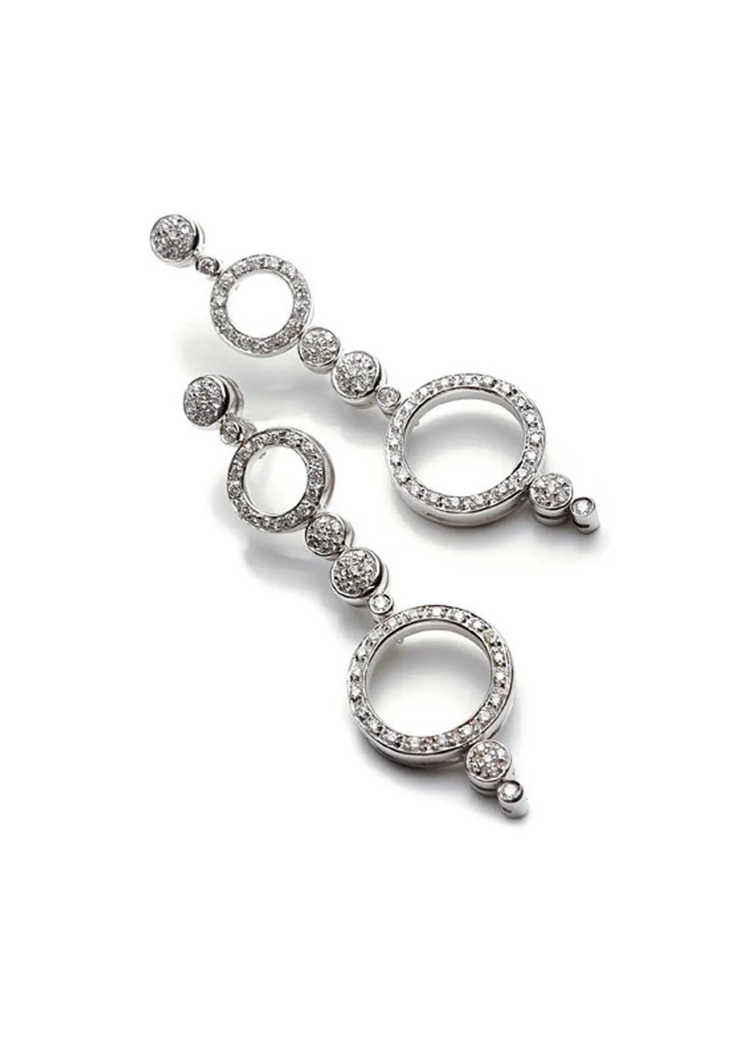 Antonini Alaska 18K White Gold Circle Diamond Dangle Earrings