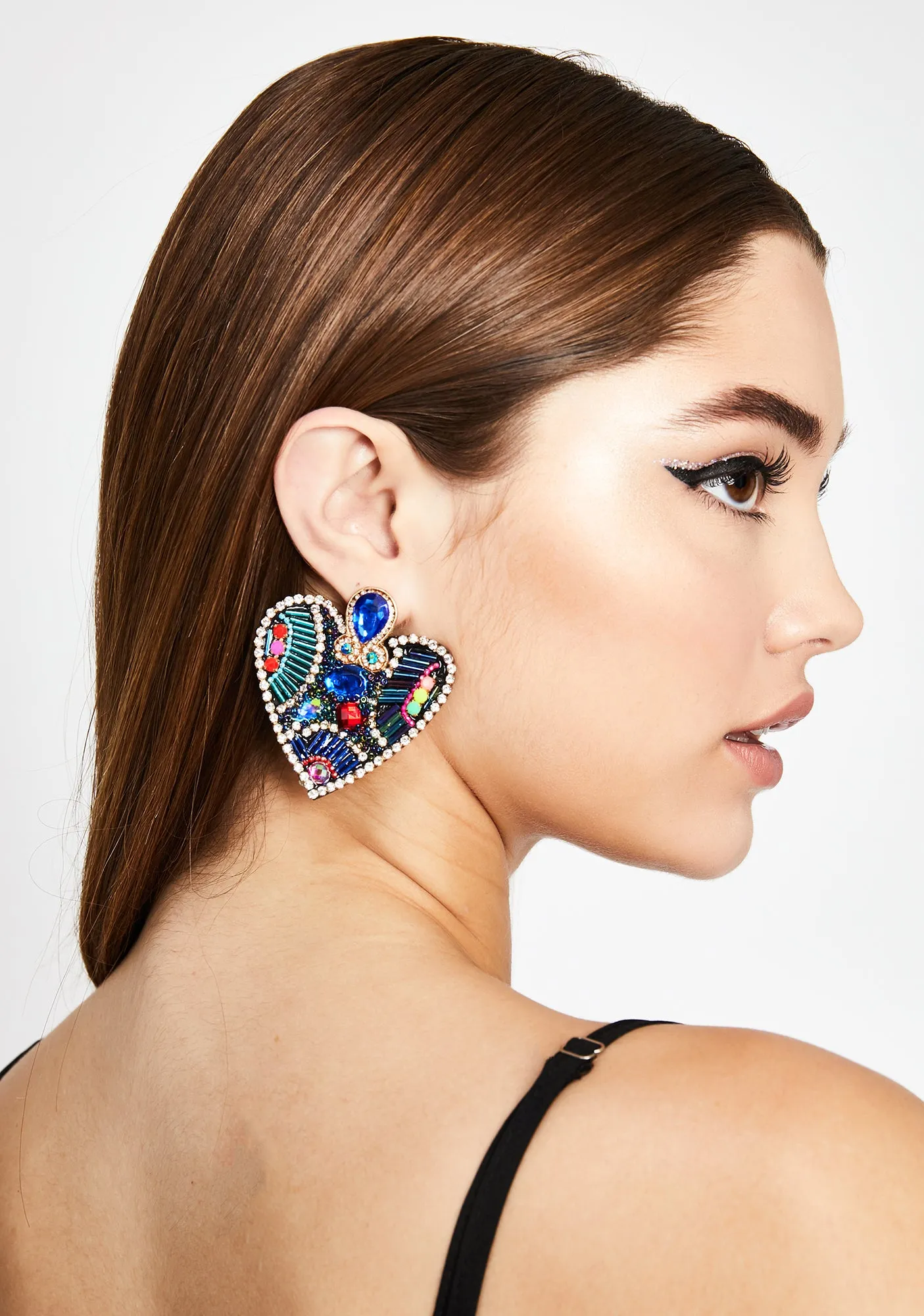 Aqua Love Glamour Beaded Earrings