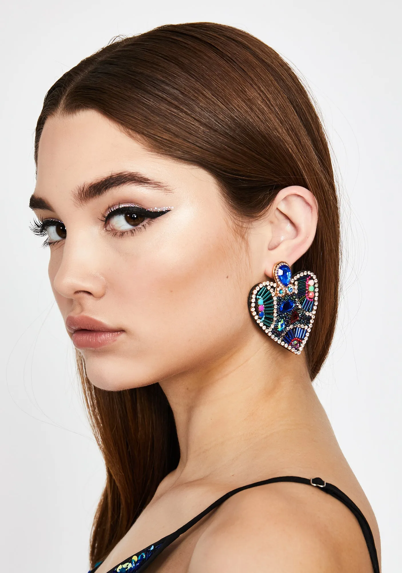 Aqua Love Glamour Beaded Earrings