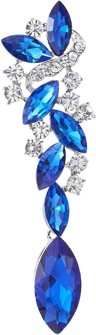 Art Deco Wedding Bridal Party Rhinestone Marquise Cluster Chandelier Long Dangle Statement Earrings