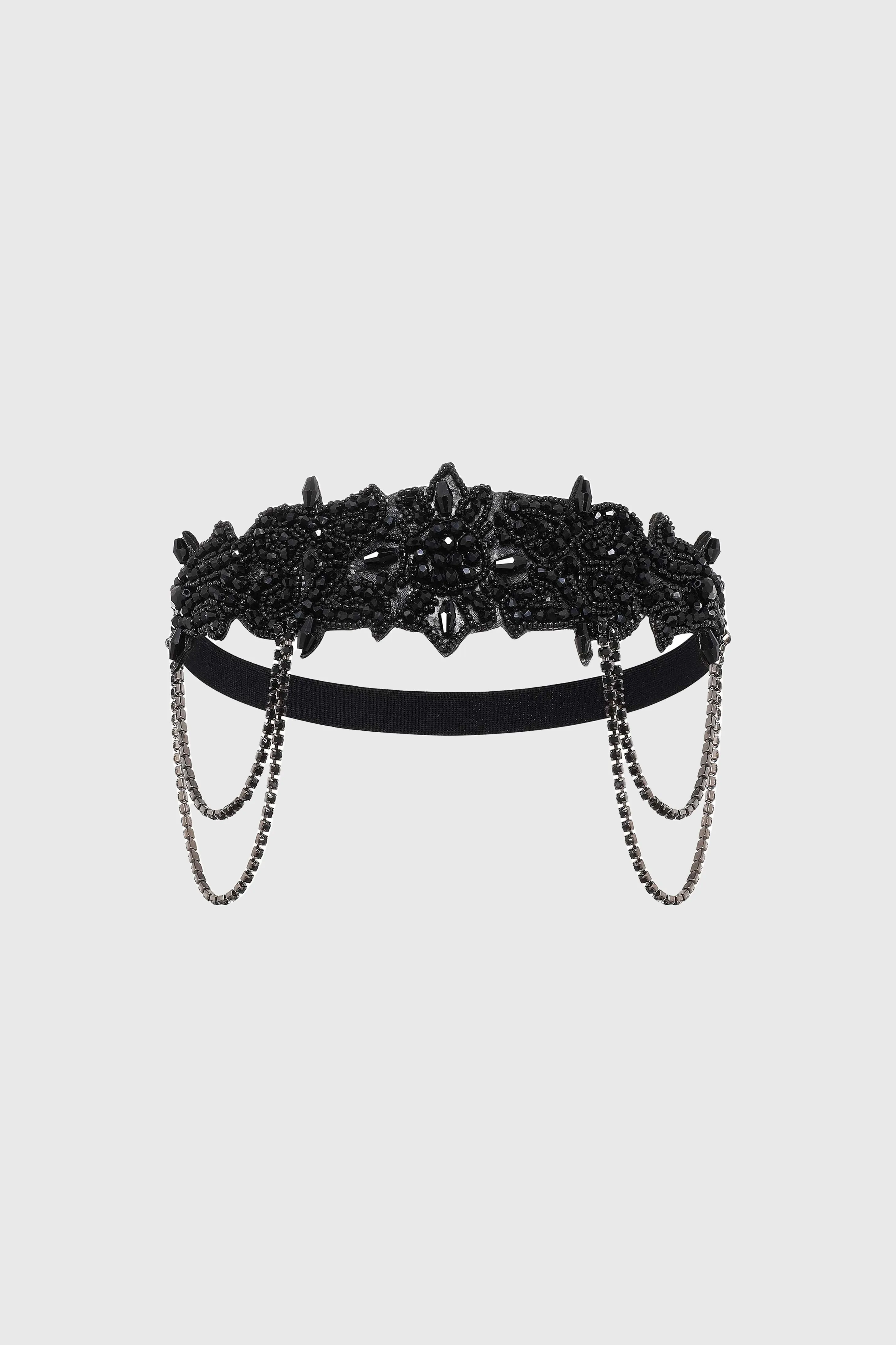 Beaded Rhinestone Dangle Headband
