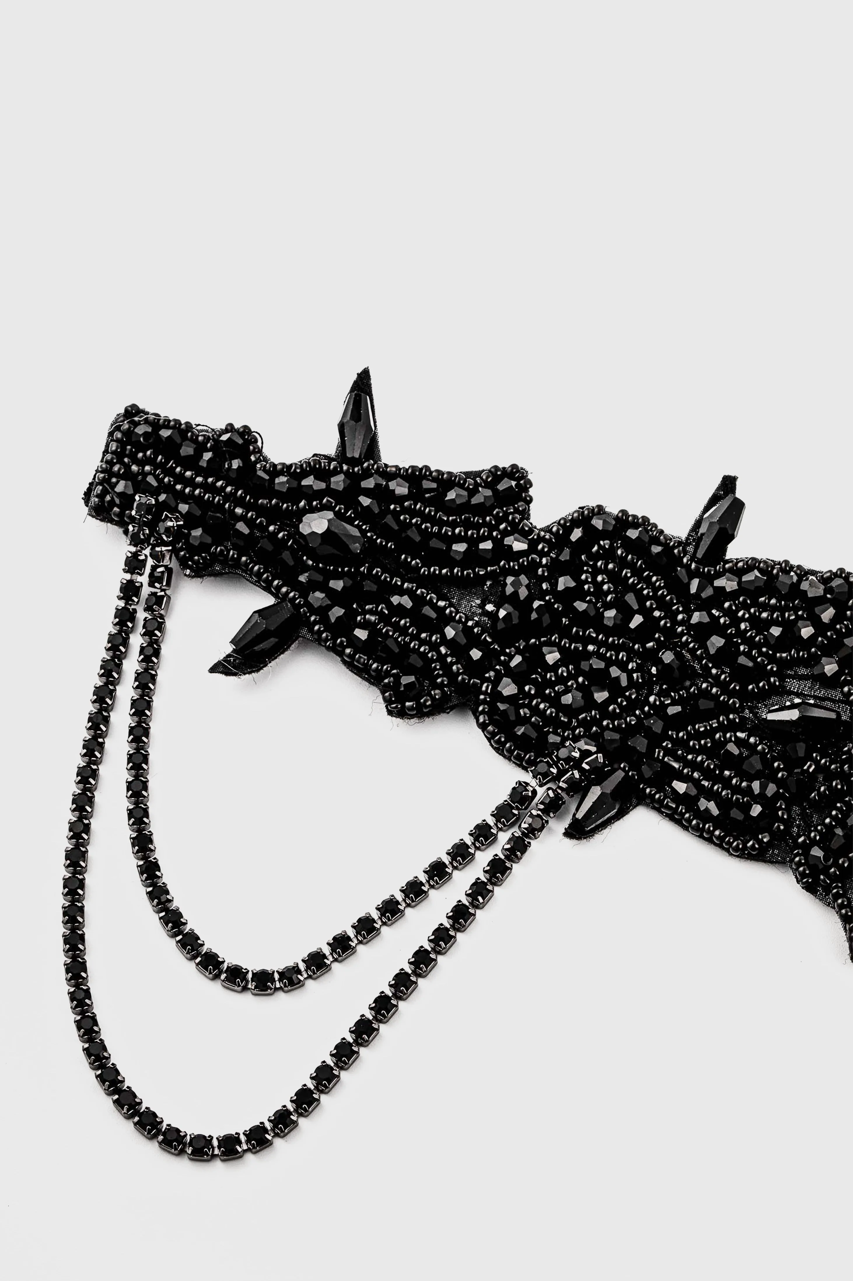 Beaded Rhinestone Dangle Headband