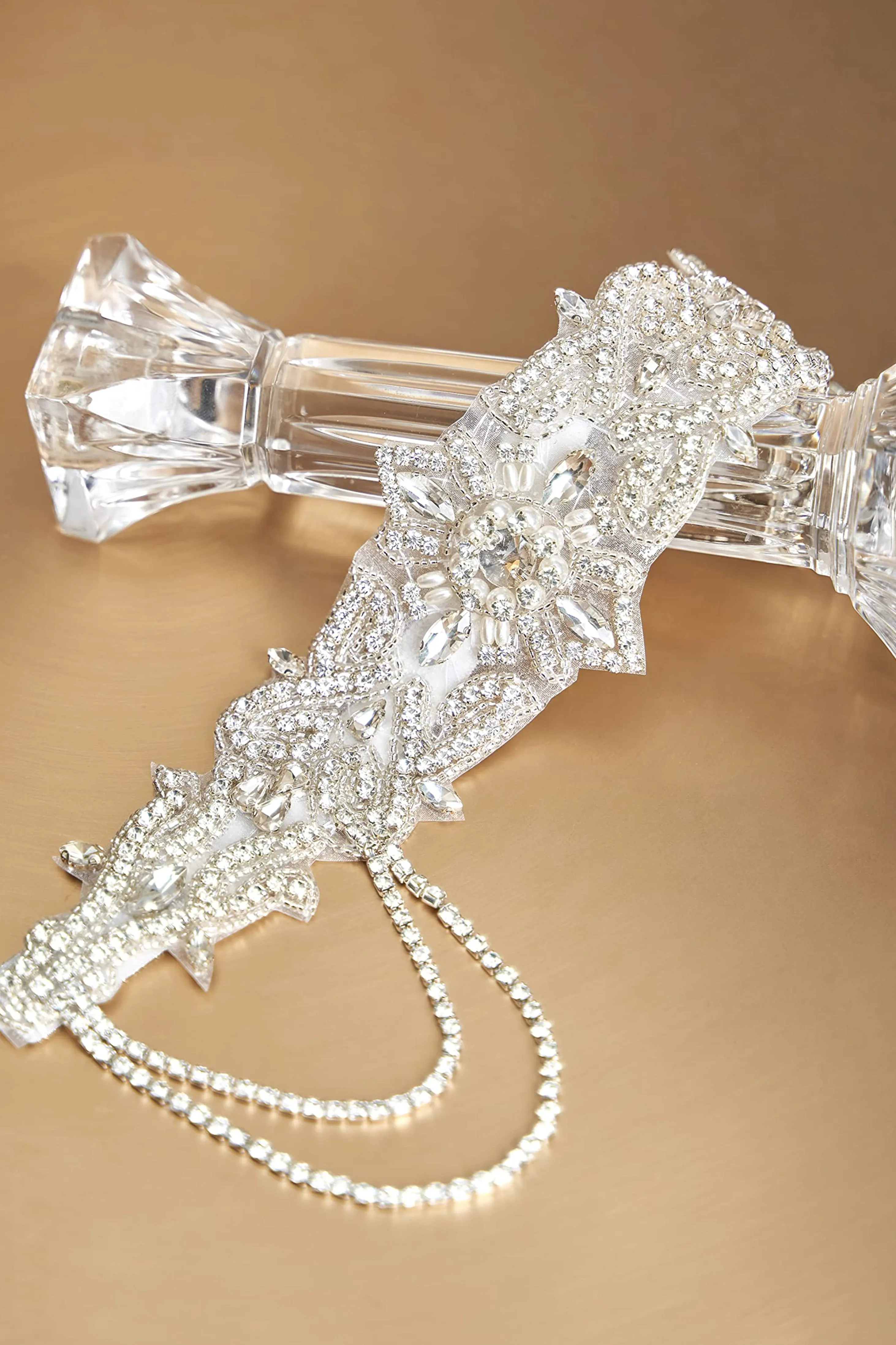 Beaded Rhinestone Dangle Headband