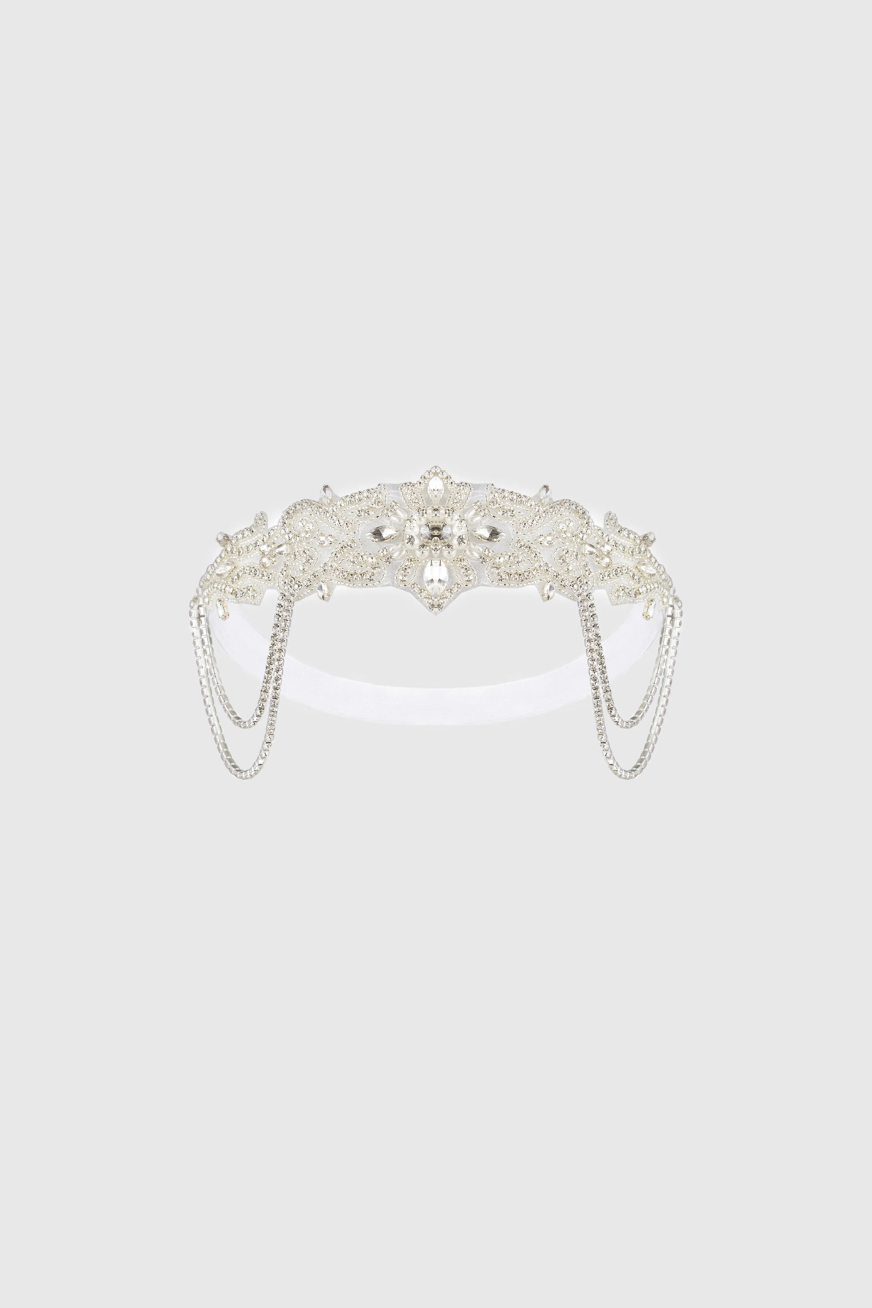 Beaded Rhinestone Dangle Headband