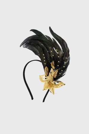 Beaded Sequin Floral Feather Headband