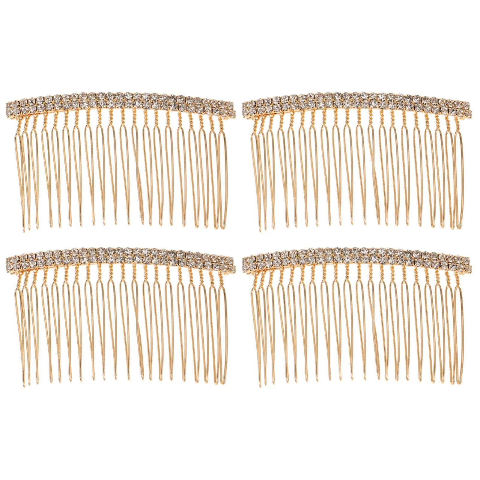 Beaupretty 4pcs Hair Accessory Silver Headpieces with Gold Rhinestone Tiara, Barrettes, and Hairpin for Bride