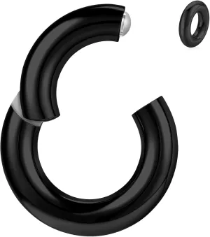 BodyAce F136 Titanium Hinged Large Septum Nose Rings, 2G 4G 6G 8G 10G 12G Segment Clicker PA Ring, Spring Action BCR Rings Earrings Gauges Hoop Body Jewelry