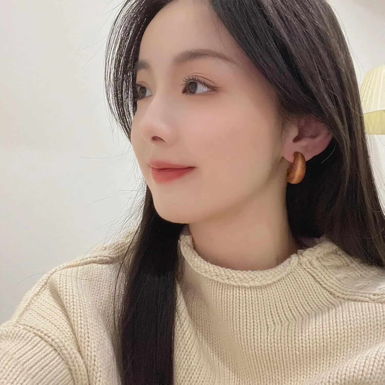 C Wooden Hoop Earrings Vintage Bohemian Nature Wooden Hoop Stud Earrings Natural Lightweight Geometric Retro Earring for Women