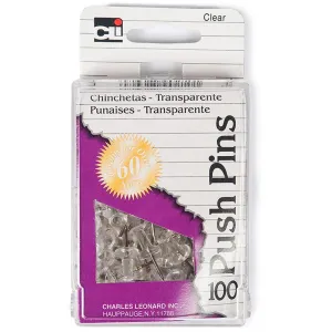 CHARLES LEONARD - Push Pins Clear - 55 Push Pins