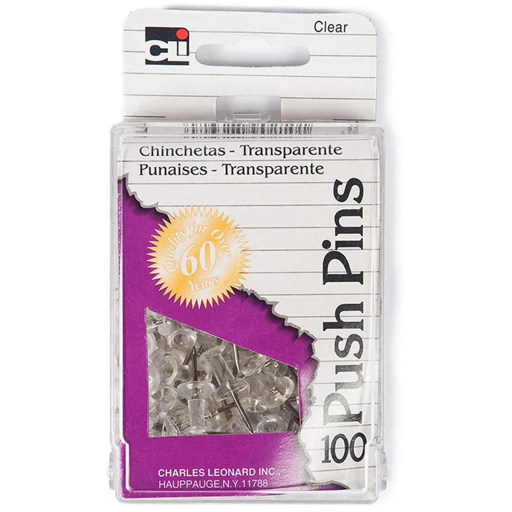 CHARLES LEONARD - Push Pins Clear - 55 Push Pins