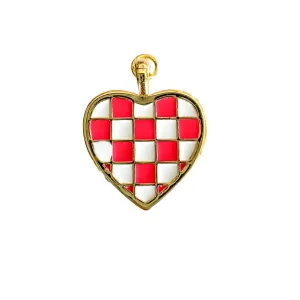 Checkered Heart Charm For Charm Necklace & Bracelet