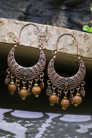 Chestnut Vintage Wooden Beaded Dangle Earrings