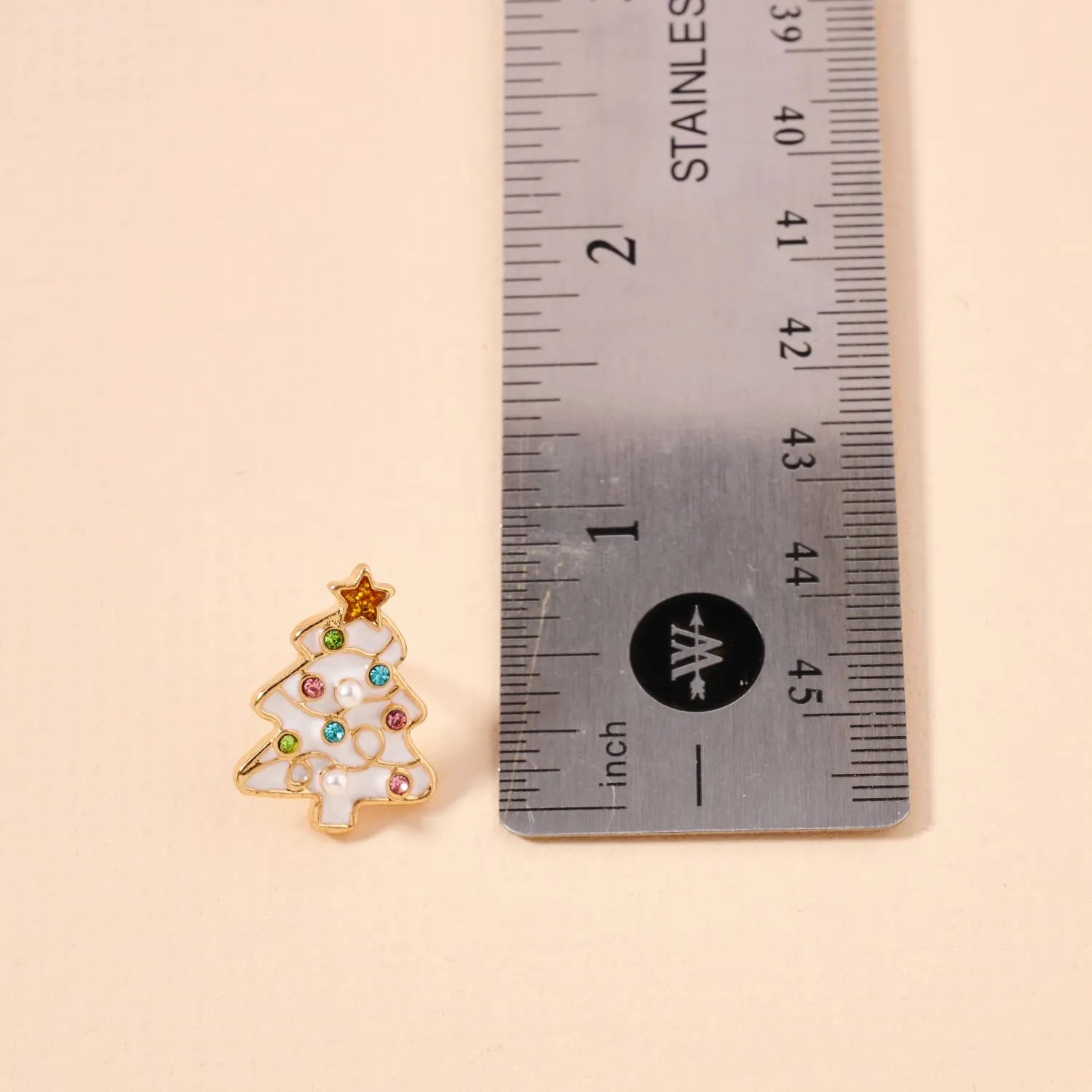 Christmas Tree Stud Earrings - White