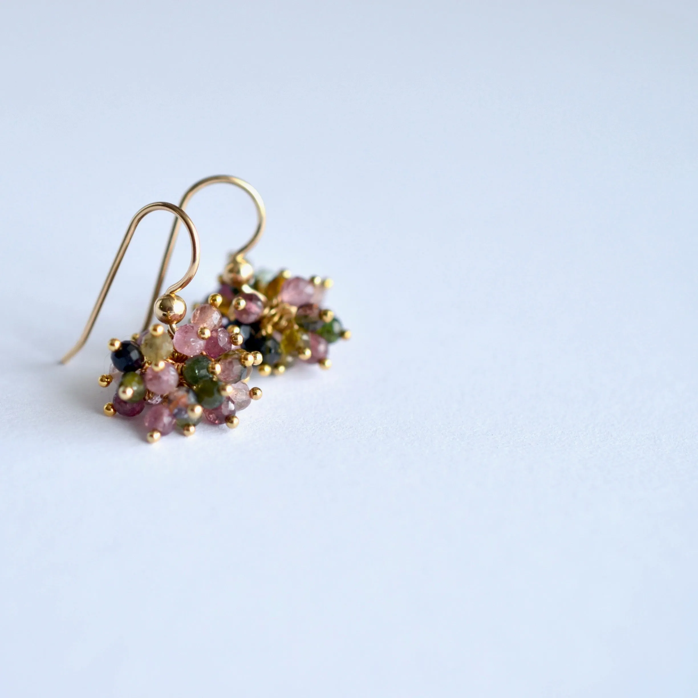 Claudia - Tourmaline, 14k Gold Filled Cluster Earrings