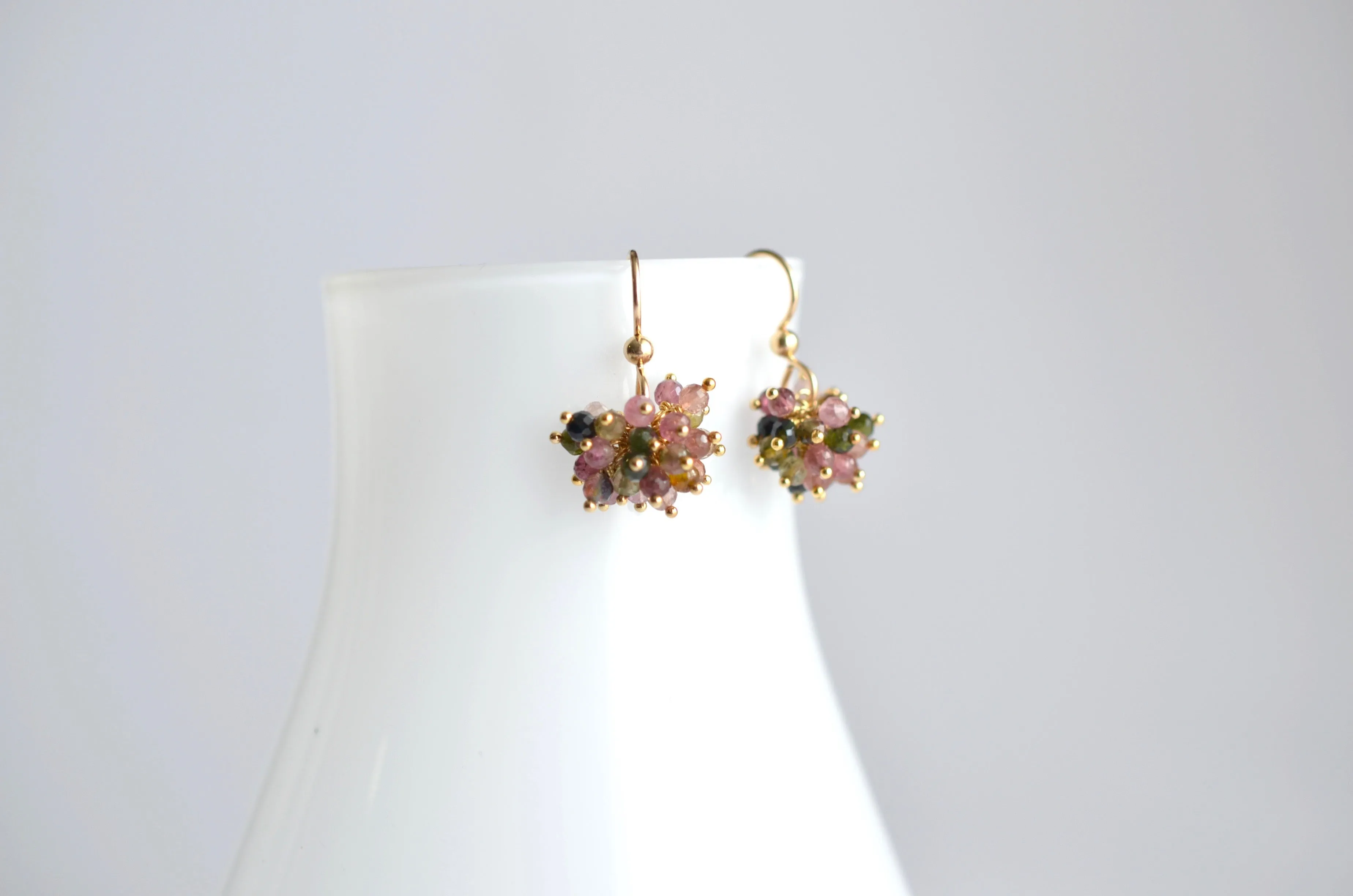 Claudia - Tourmaline, 14k Gold Filled Cluster Earrings