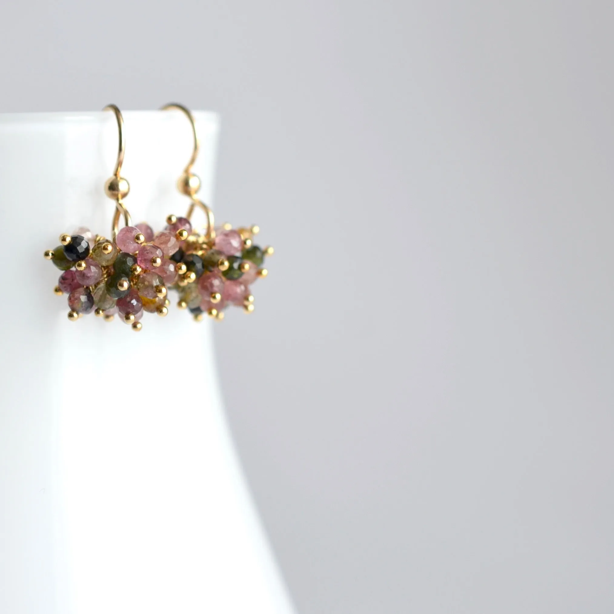 Claudia - Tourmaline, 14k Gold Filled Cluster Earrings