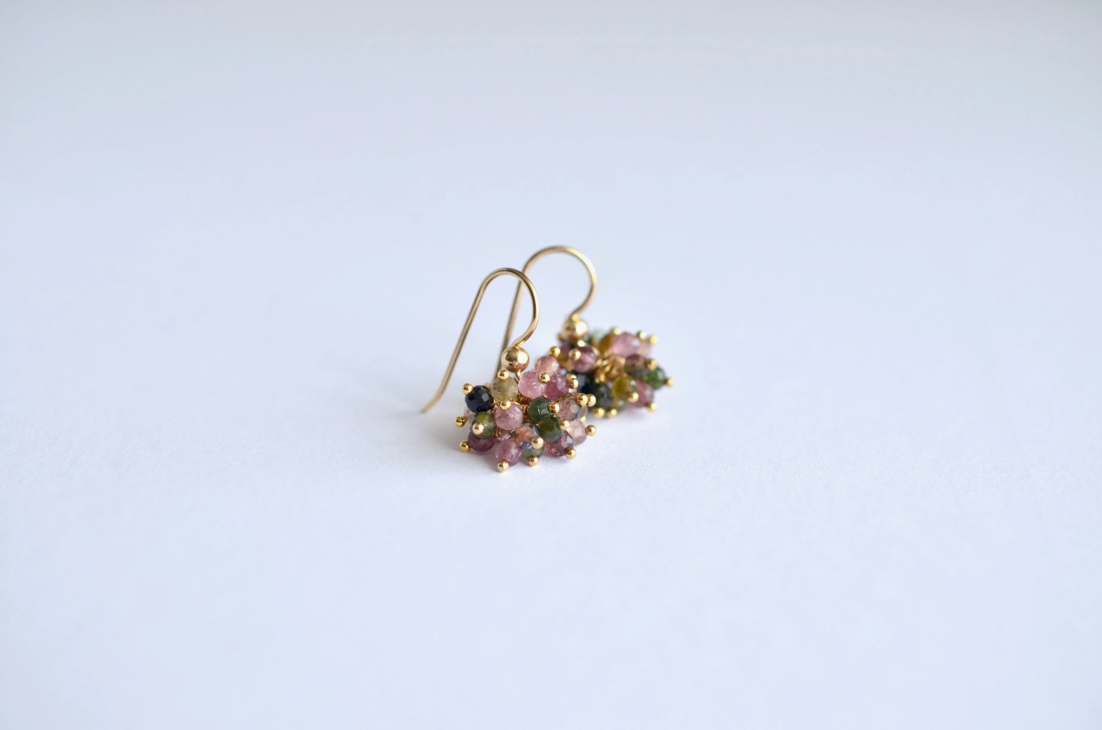 Claudia - Tourmaline, 14k Gold Filled Cluster Earrings