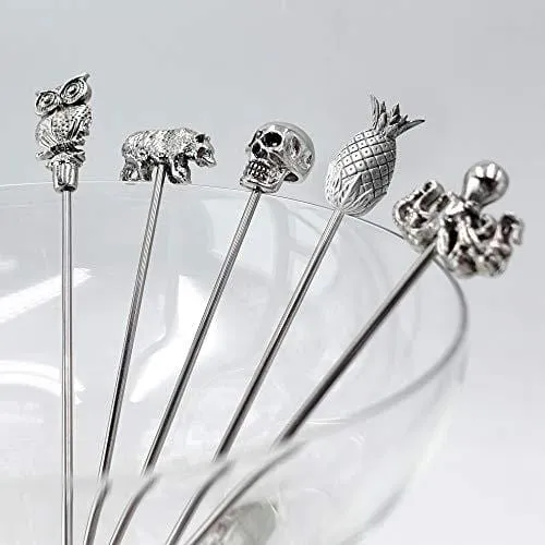 Cocktail Picks Stainless Steel Martini Picks Reusable Olive Picks Garnish Skewer Fruit Toothpicks Gift Set