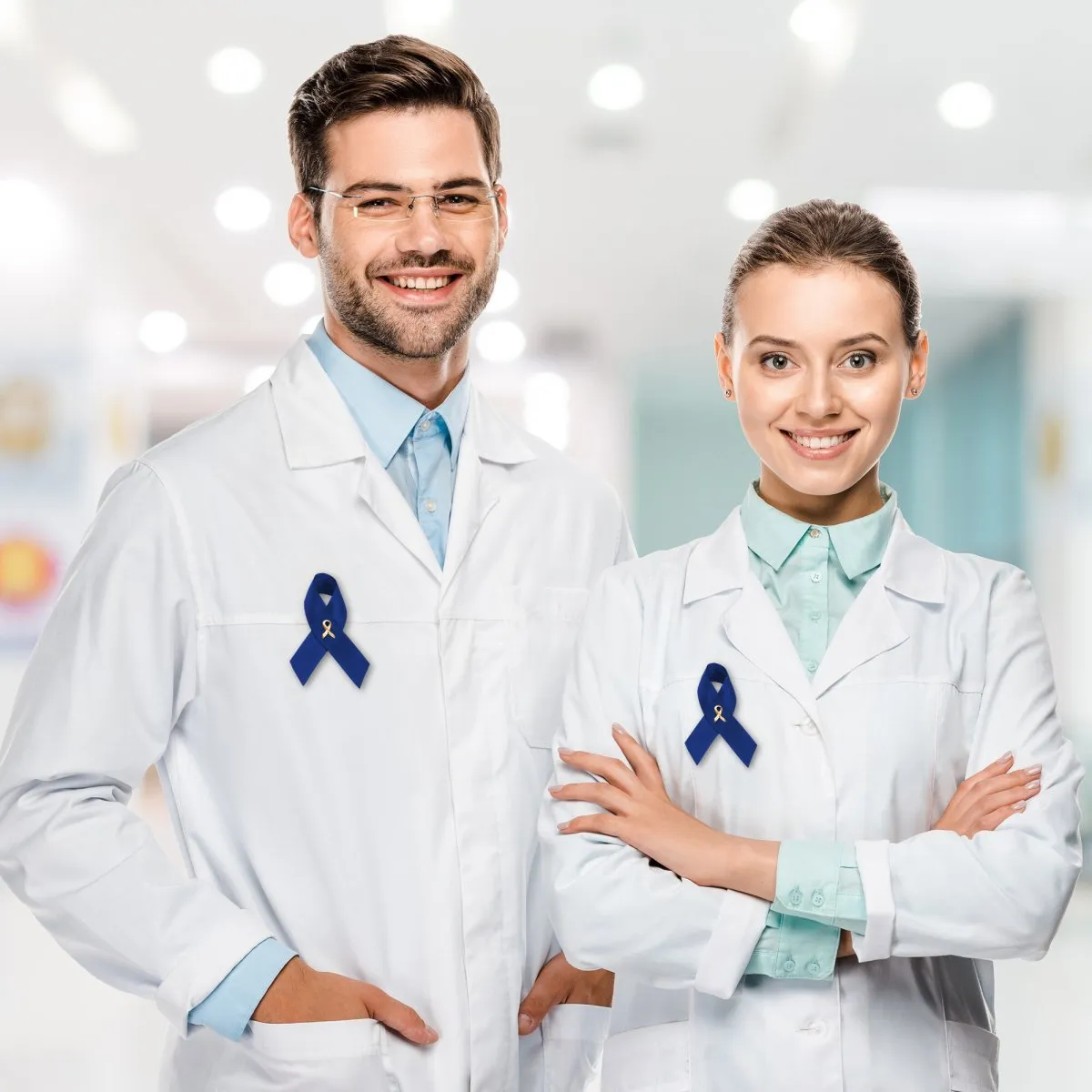 Colorectal Cancer Awareness Blue Satin Ribbon Pins