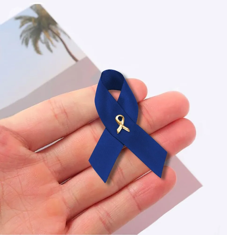 Colorectal Cancer Awareness Blue Satin Ribbon Pins
