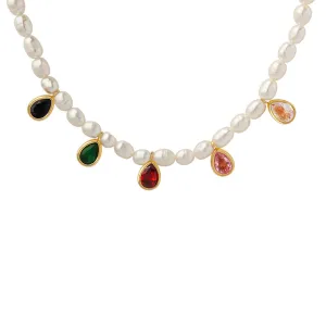 Colored Water Drop Crystal Pendant Necklace