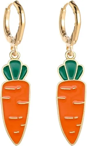 Colorful Alloy Gold Plated Hoop Fruit Earrings Strawberry Lemon Avocado Vegetable Dangle Earrings Cute Mushroom Watermelon Drop Earrings for Women Girls Lovely Summer Vibe Jewelry