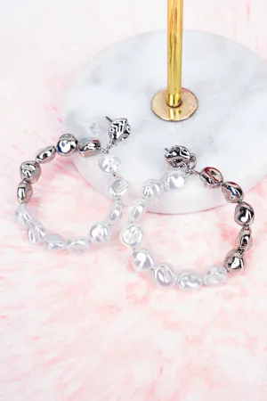 Crystal Avenue Double Date Pearl and Silvertone Earrings