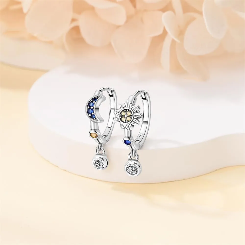 Cycuff 925 Sterling Silver Hoop Earrings Colorful Cubic Zirconia Jewelry Drop Earrings for Women Set Earring Gifts for Her