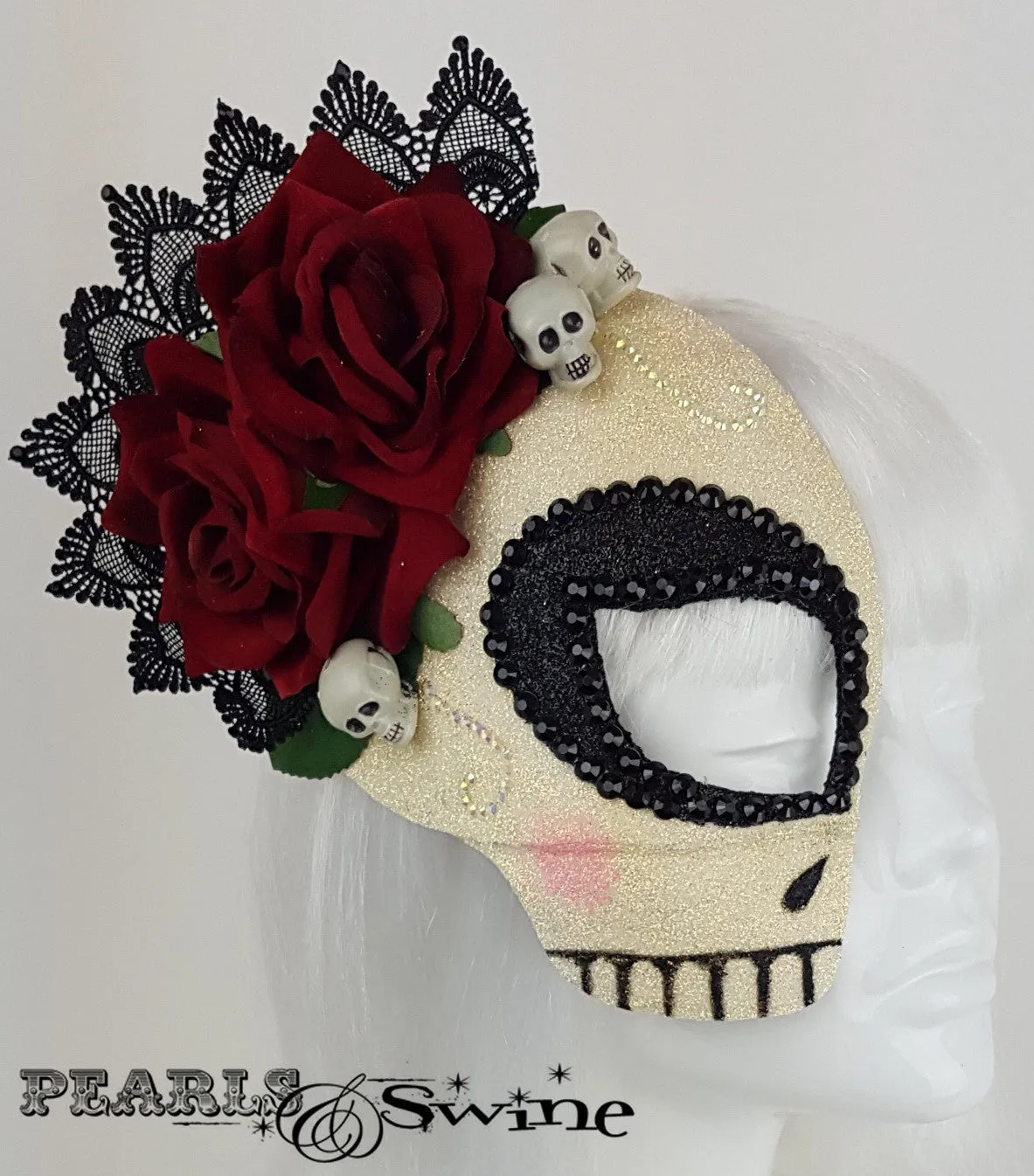 Day Of The Dead Half Mask Fascinator "La Calavera Catrina"