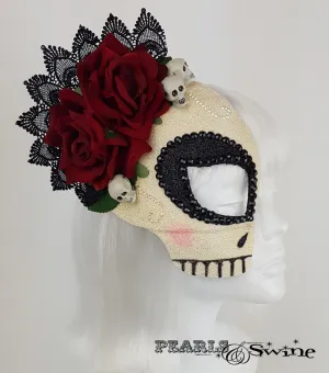 Day Of The Dead Half Mask Fascinator "La Calavera Catrina"