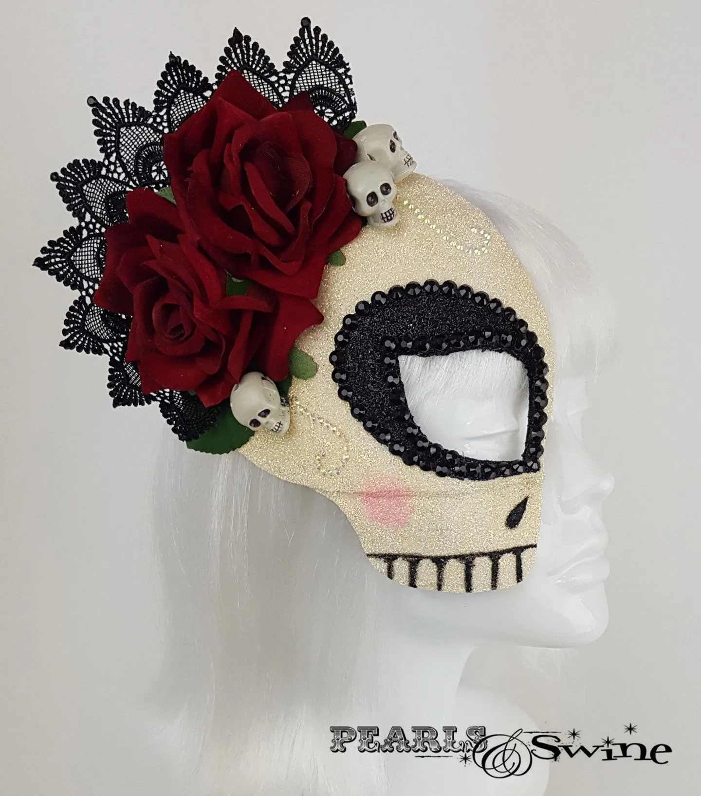 Day Of The Dead Half Mask Fascinator "La Calavera Catrina"