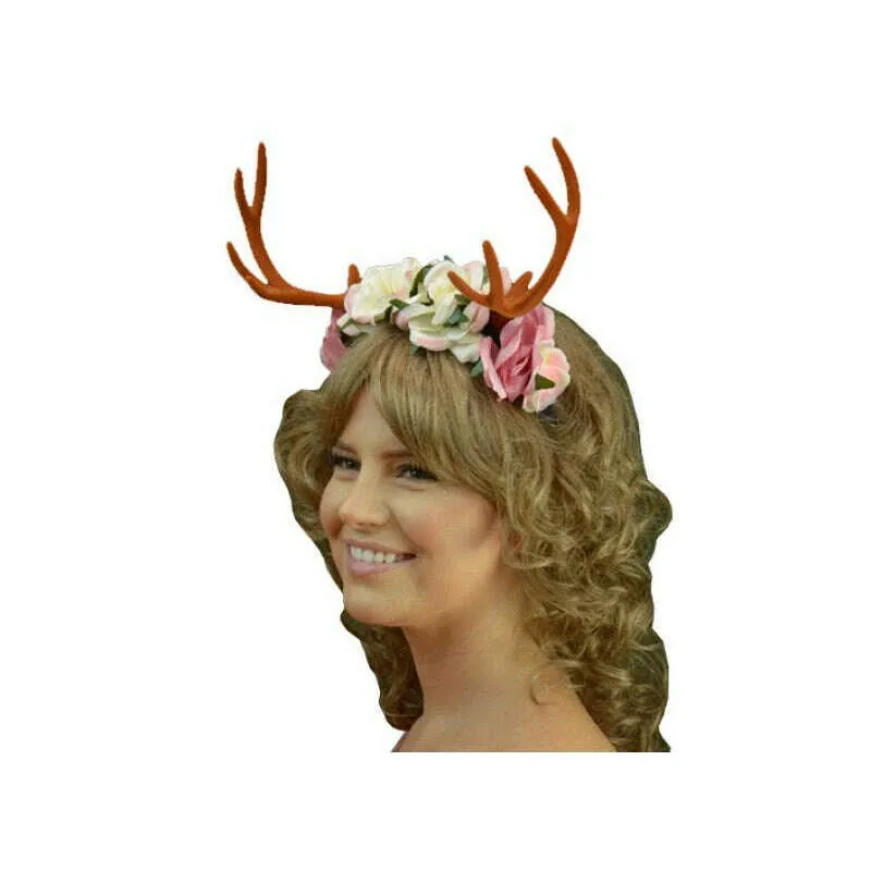 Deluxe Antlers Headband with Flowers