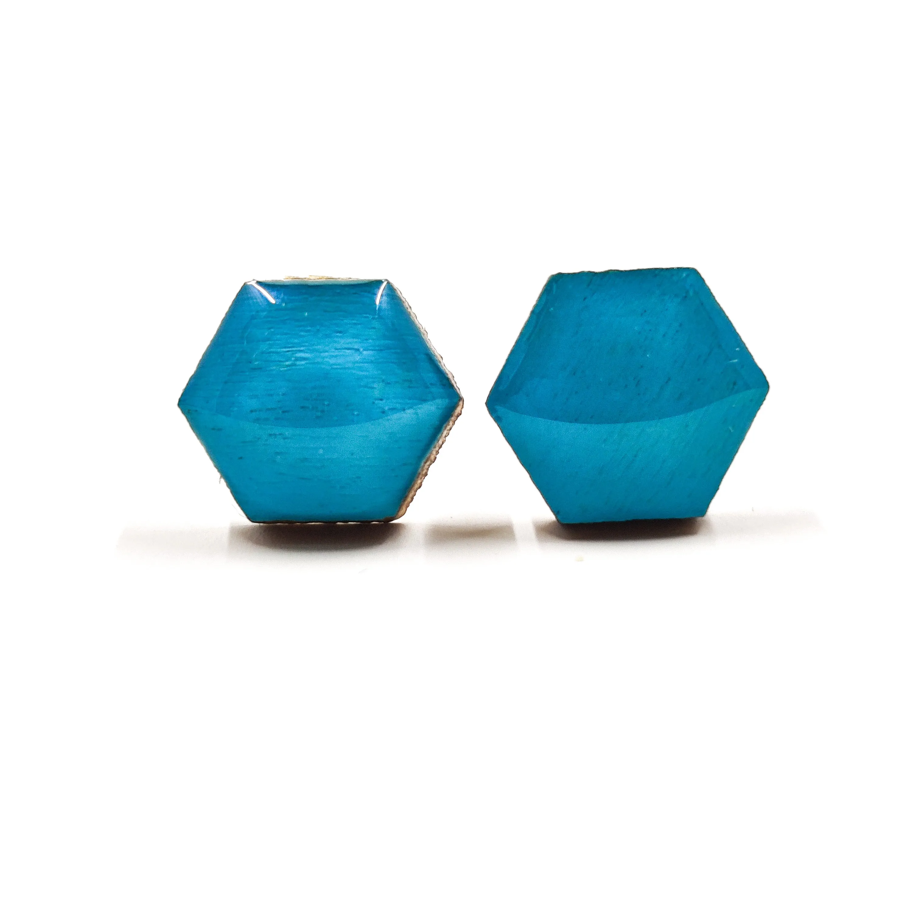 Desert Turquoise Hexagon Stud Earrings by Candi Cove Designs