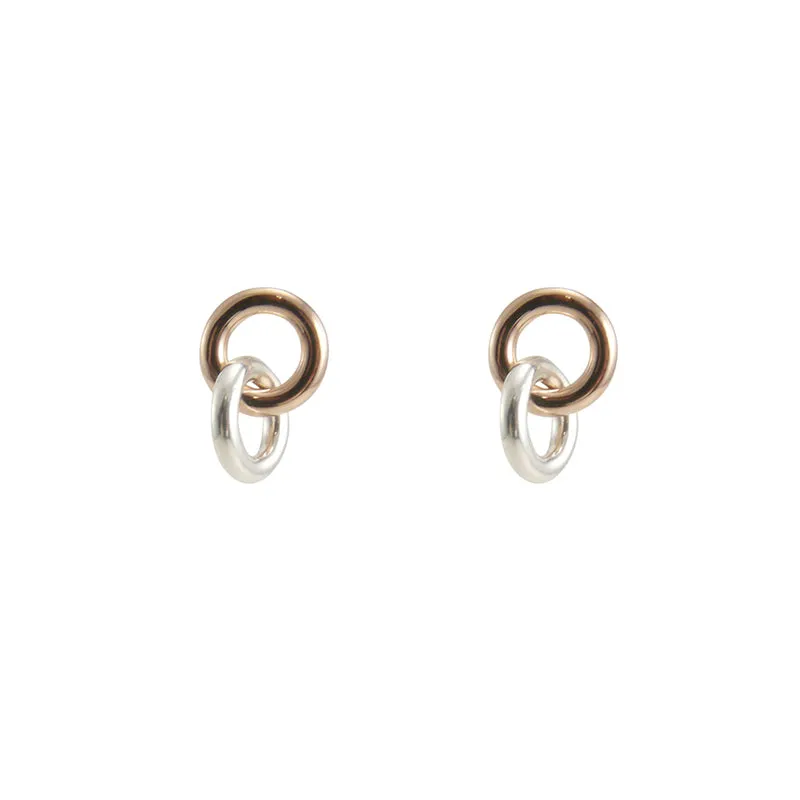 Duo Circle Rose Gold Sterling silver Earrings