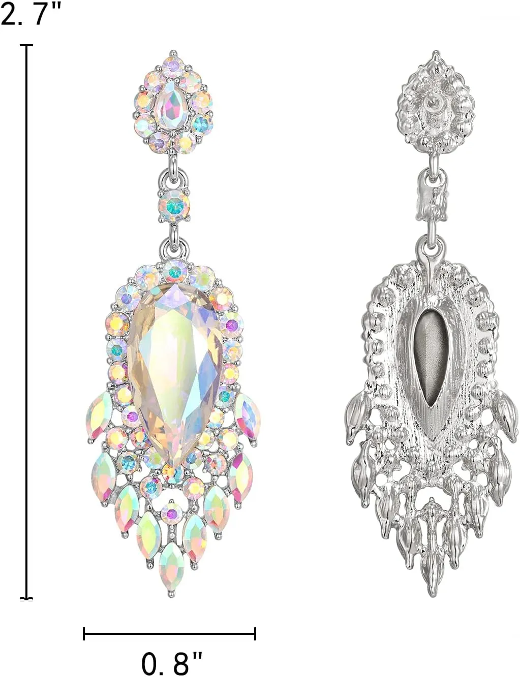 EleQueen Rhinestone Crystal Chandelier Earrings, Art Deco Marquise Teardrop Dangle Earrings Ladies Gifts