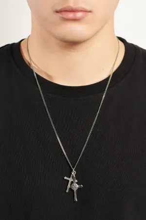 Emanuele Bicocchi Double Cross Necklace - Silver