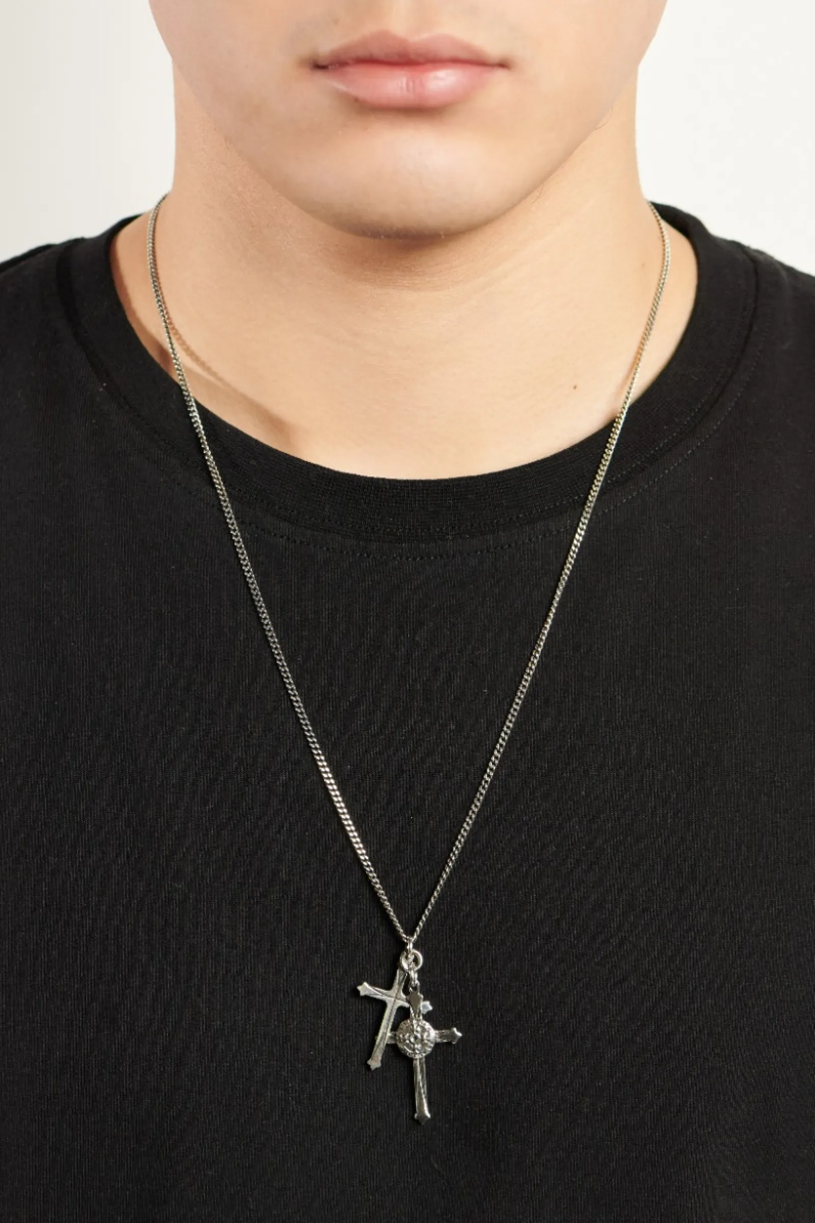 Emanuele Bicocchi Double Cross Necklace - Silver