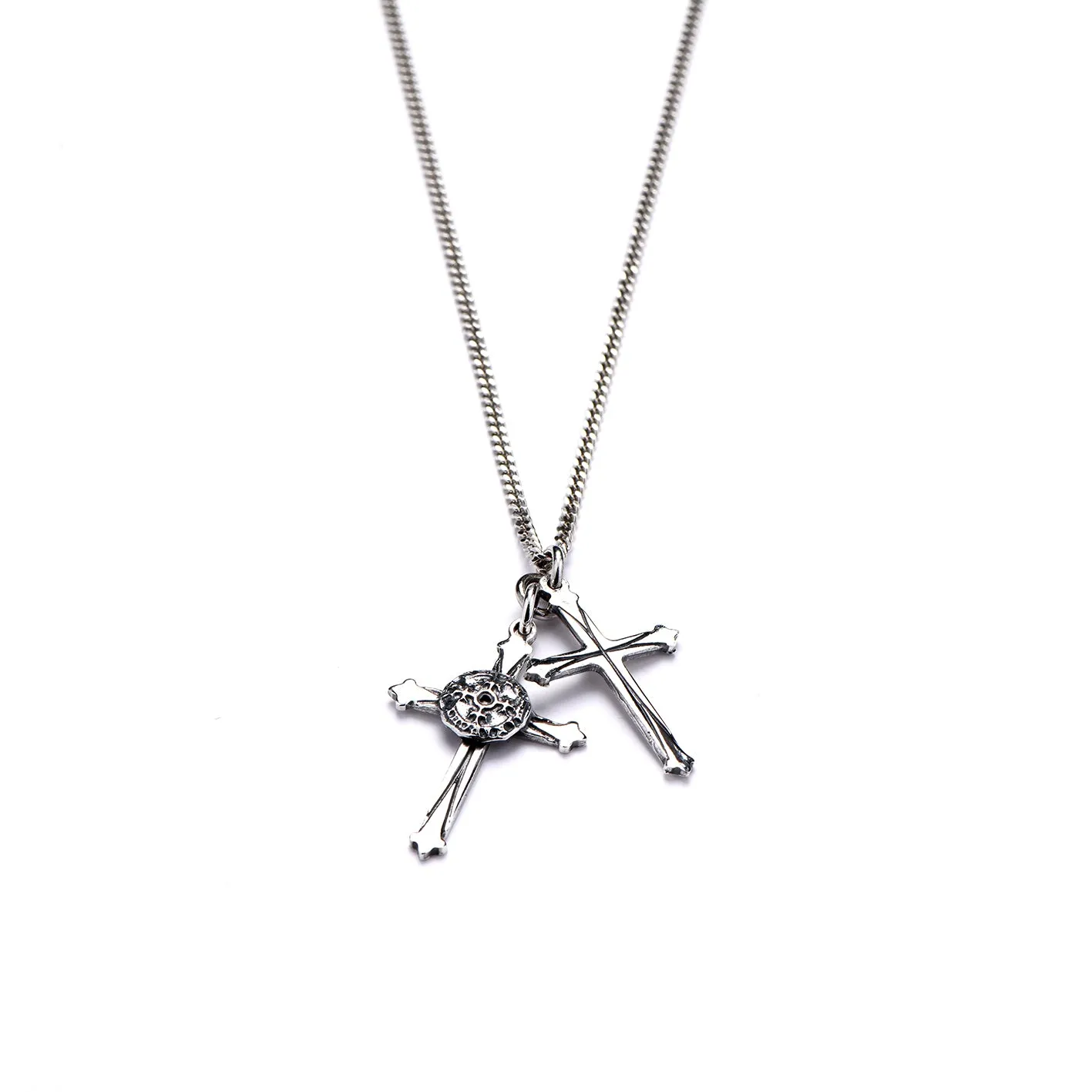 Emanuele Bicocchi Double Cross Necklace - Silver