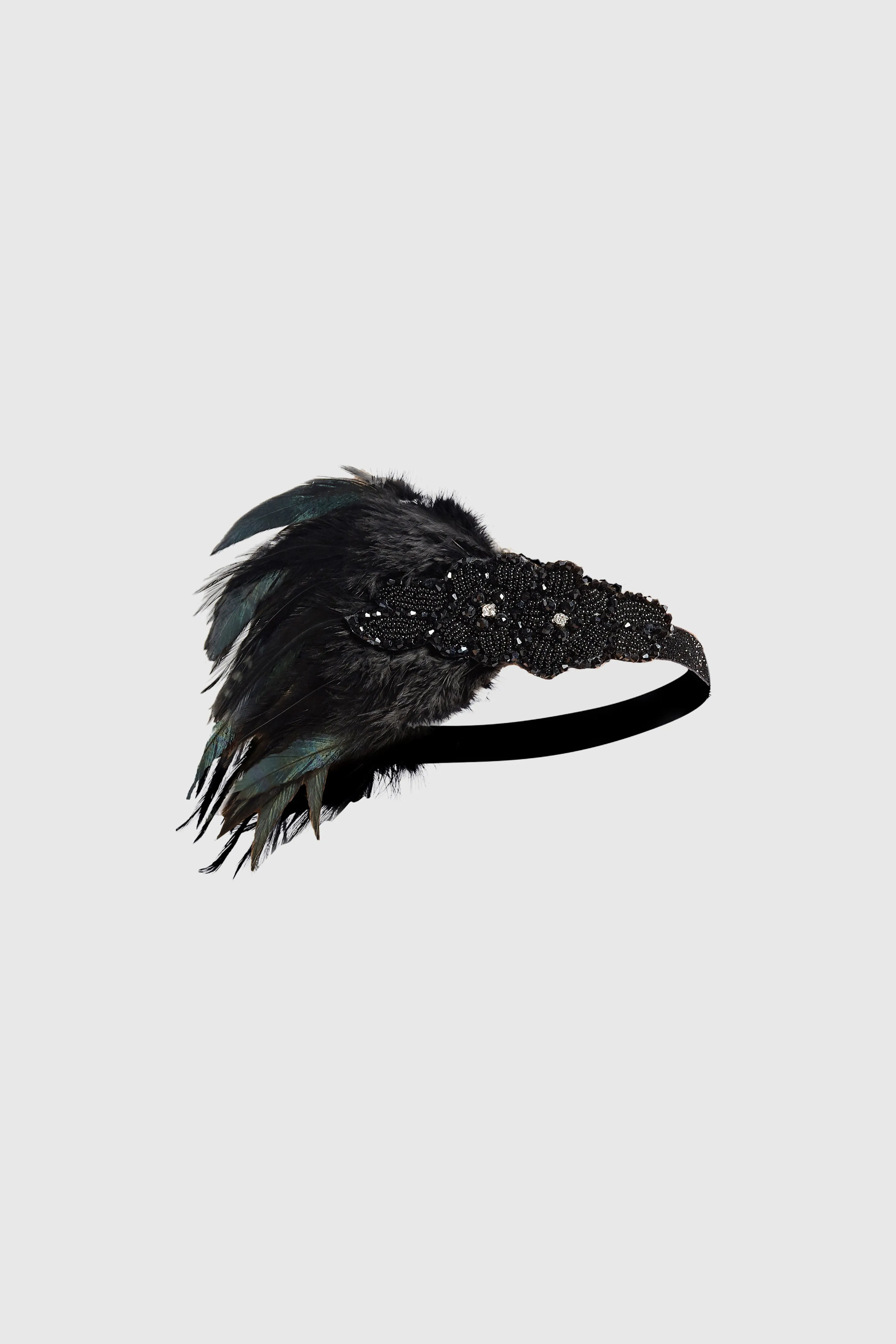 Embroidered Feather Shimmer Headband