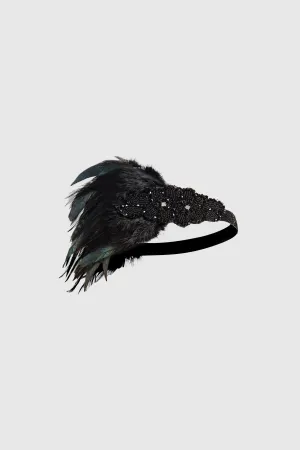 Embroidered Feather Shimmer Headband