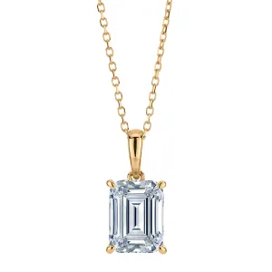 Emerald Cut and Round Brilliant solitaire pendant with 1.81 carats* of diamond simulants in 10 carat yellow gold