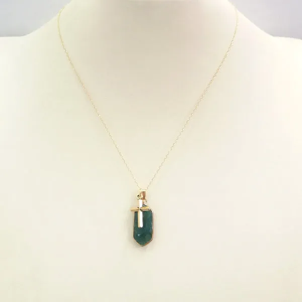 Emerald Hexagon with Cross Single Pendant