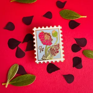 Enamel Pin | Postage Stamp {Poppies}