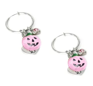 Engraved Hoop Earrings with Pink Pumpkins