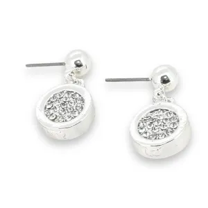 Envy Circle Dropper Earrings Diamonte Silver