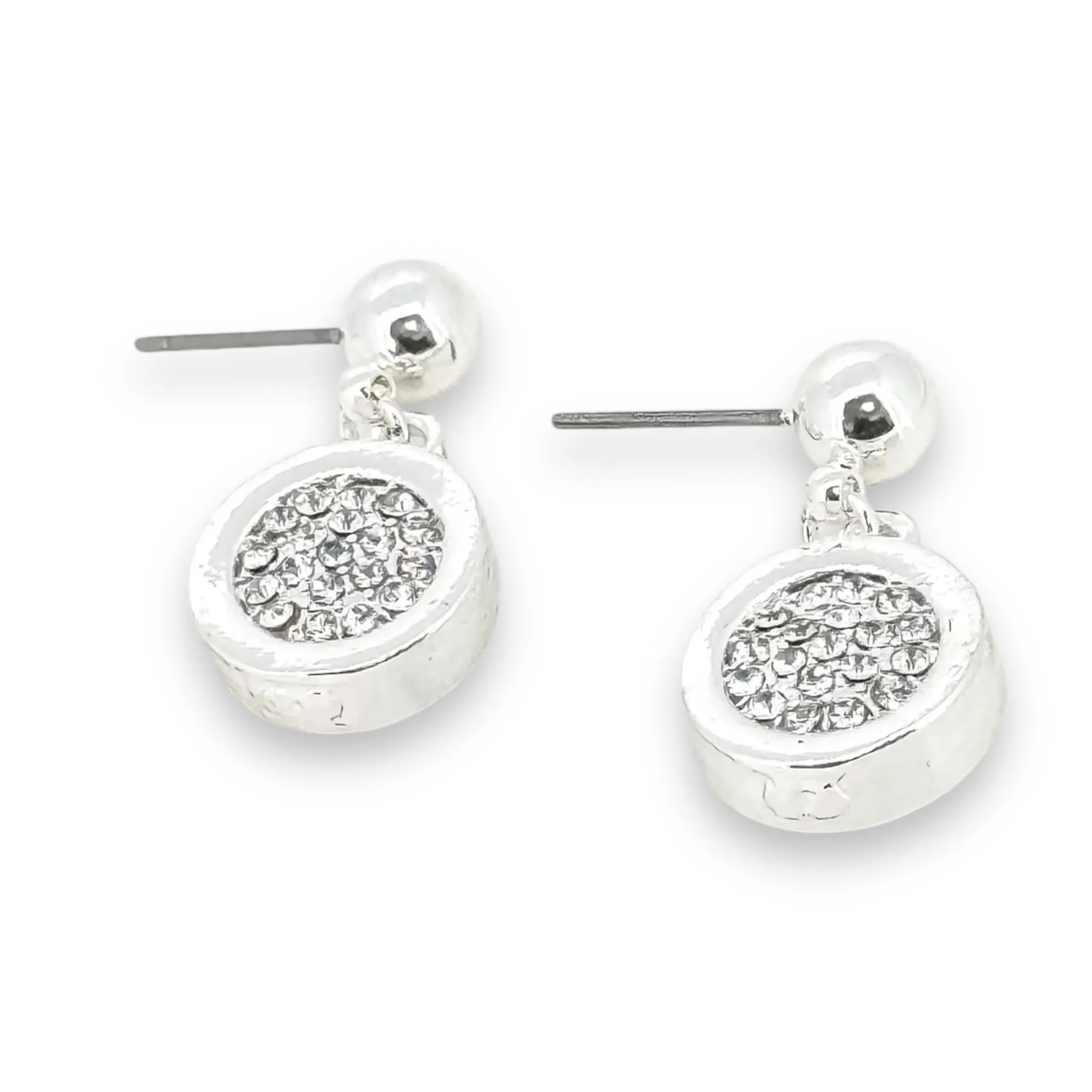 Envy Circle Dropper Earrings Diamonte Silver