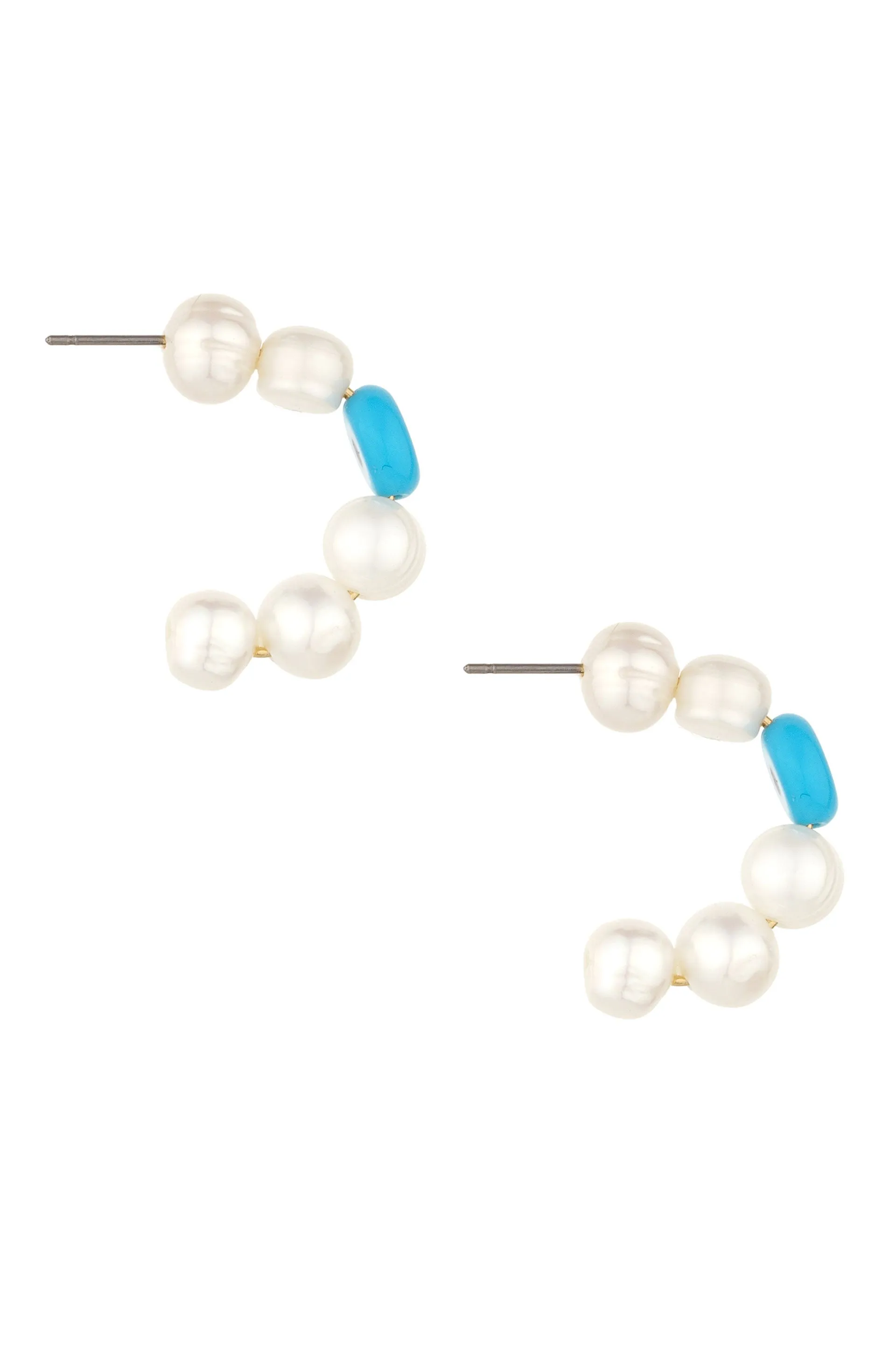 Evil Eye and Pearl Hoop Earrings